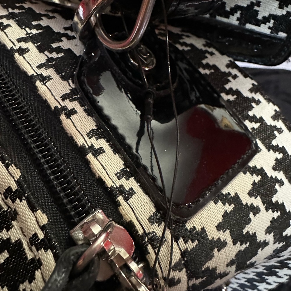 Liz Claiborne Houndstooth Patent Leather Trim Carry-On Bag Barely Used Y2K Prepp - Picture 12 of 14